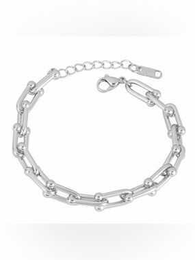 Hardware Graduated Silver U Link Chain Bracelet